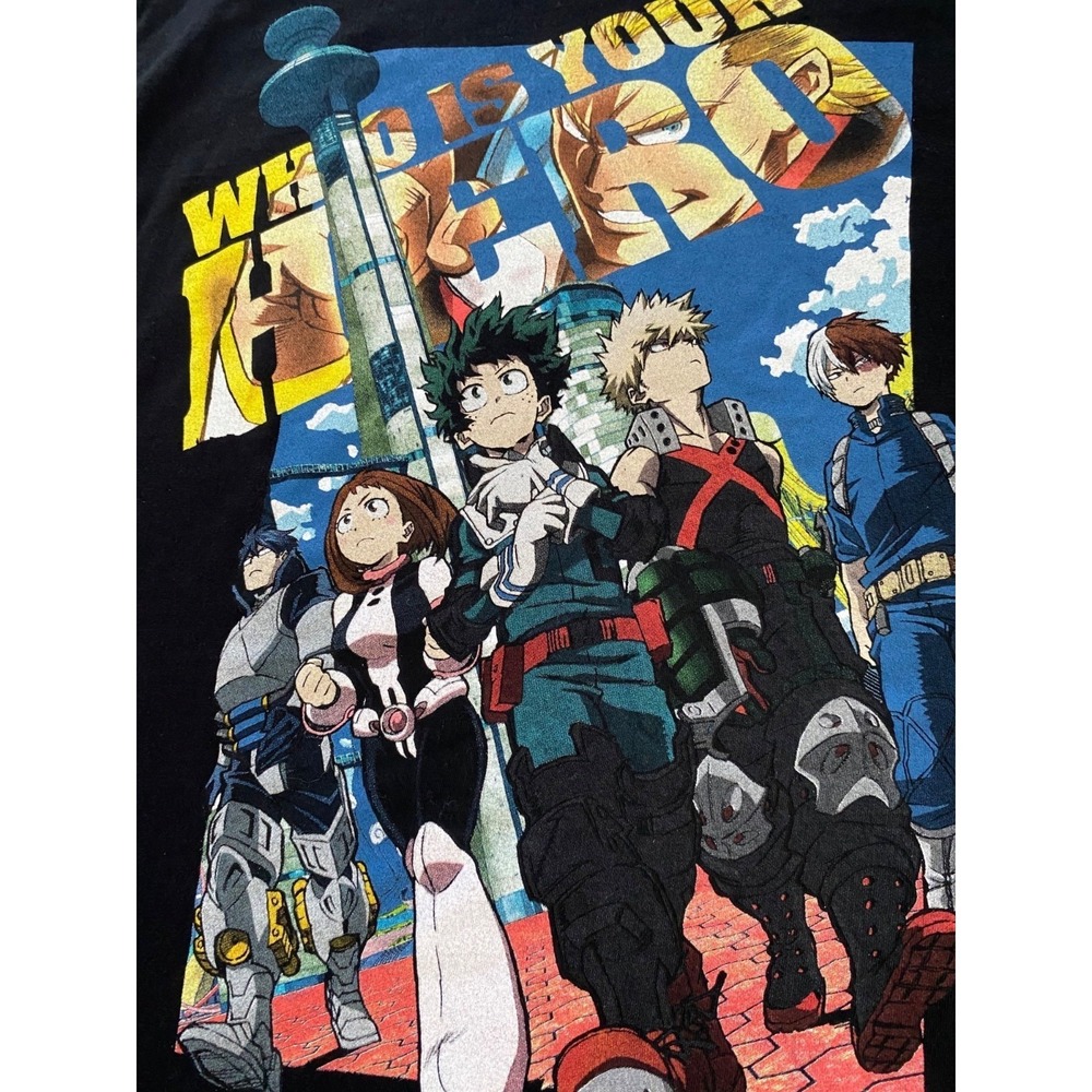 My Hero Academia Two Heroes Anime Graphic T-Shirt Mens Large Black Funimation